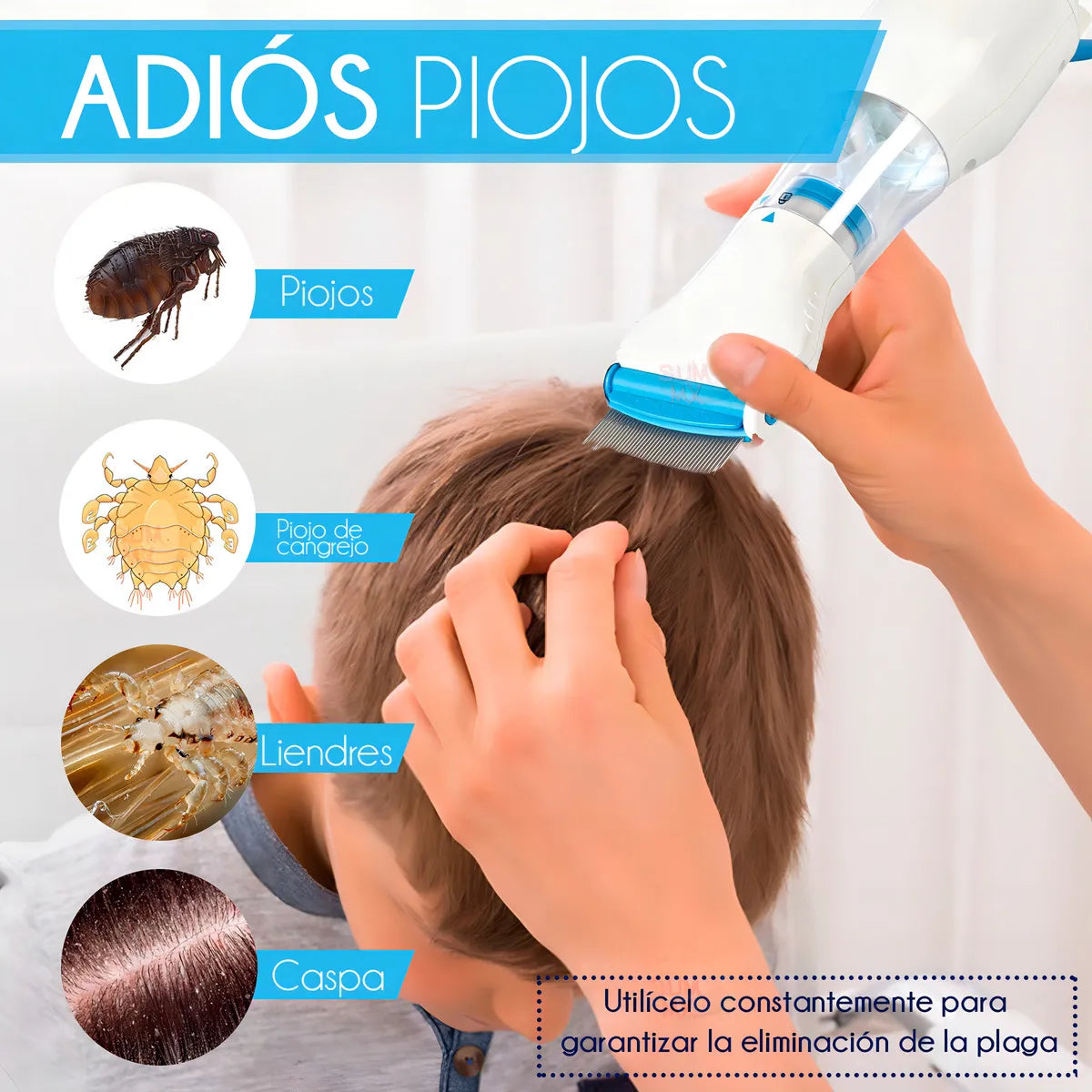 Cepillo Aspirador Saca Piojos Y Liendres