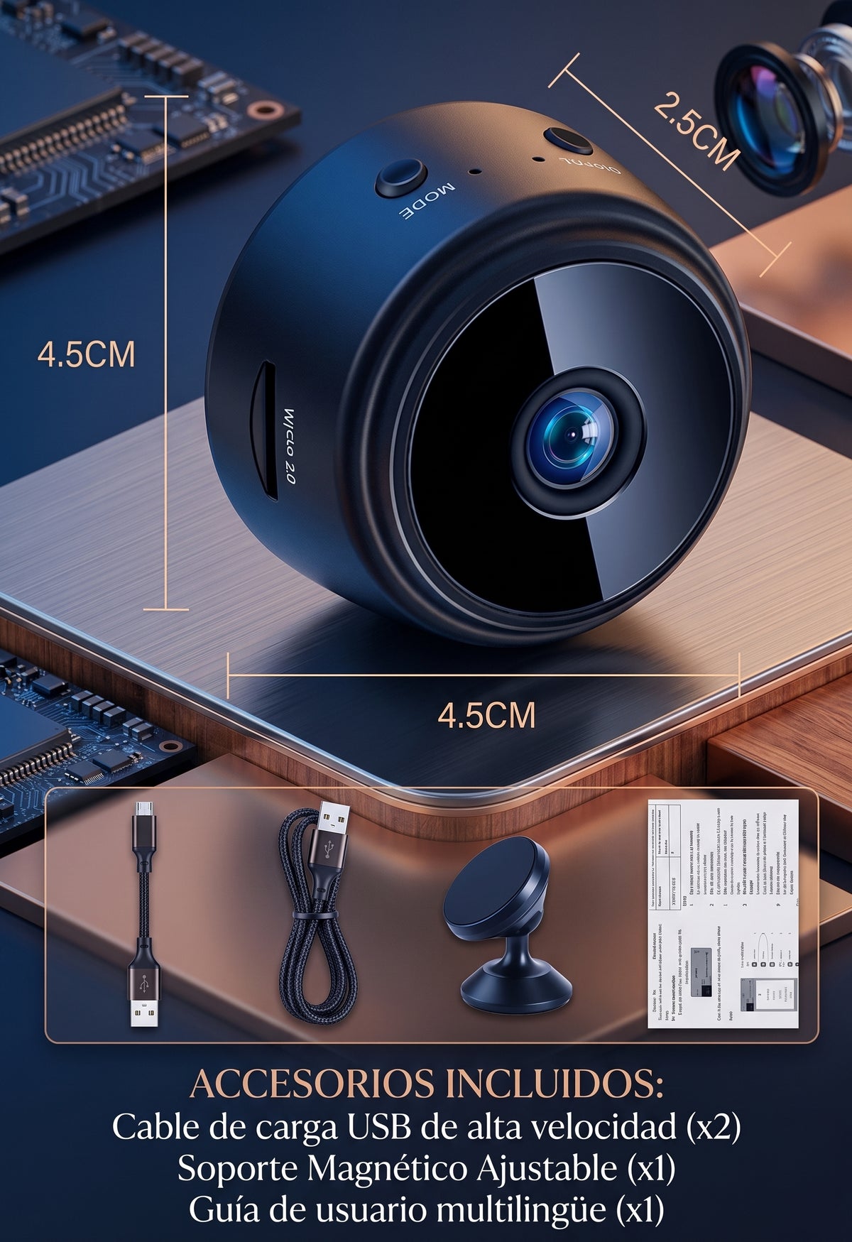 Mini Cámara Seguridad Wifi Full HD Visión Nocturna