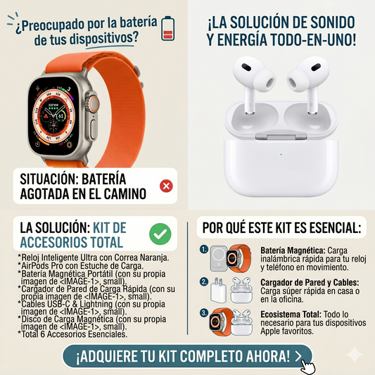 X8 Ultra Full Energy Pack 7 en 1 ⚡ | Smartwatch + Audio + Carga Total