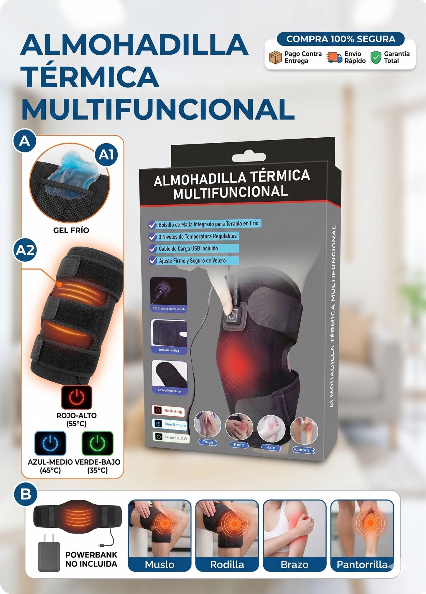 Rodillera Termica 3 en 1