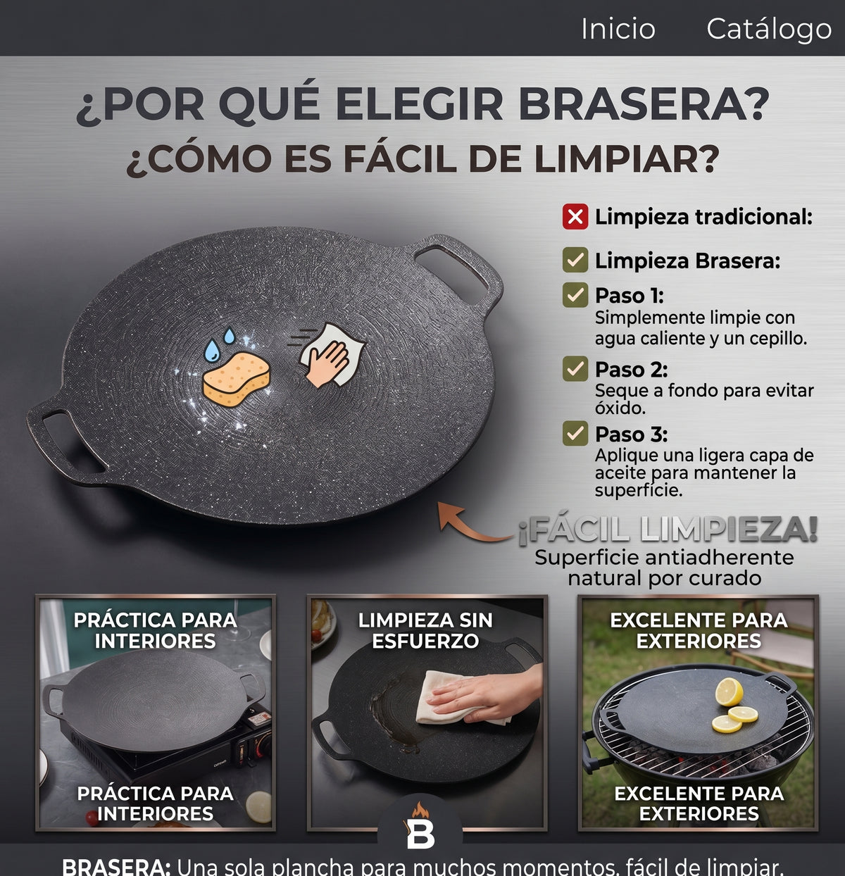 BRASENA ™ Plancha para asado