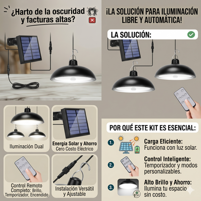 Lámpara  Solar 360° – ilumina sin cables ni electricidad + control
